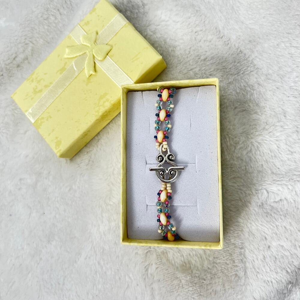HANDMADE 'Haley' Bracelet in Yellow 7.5"   Glam  Intricate Sparkle Artisan
